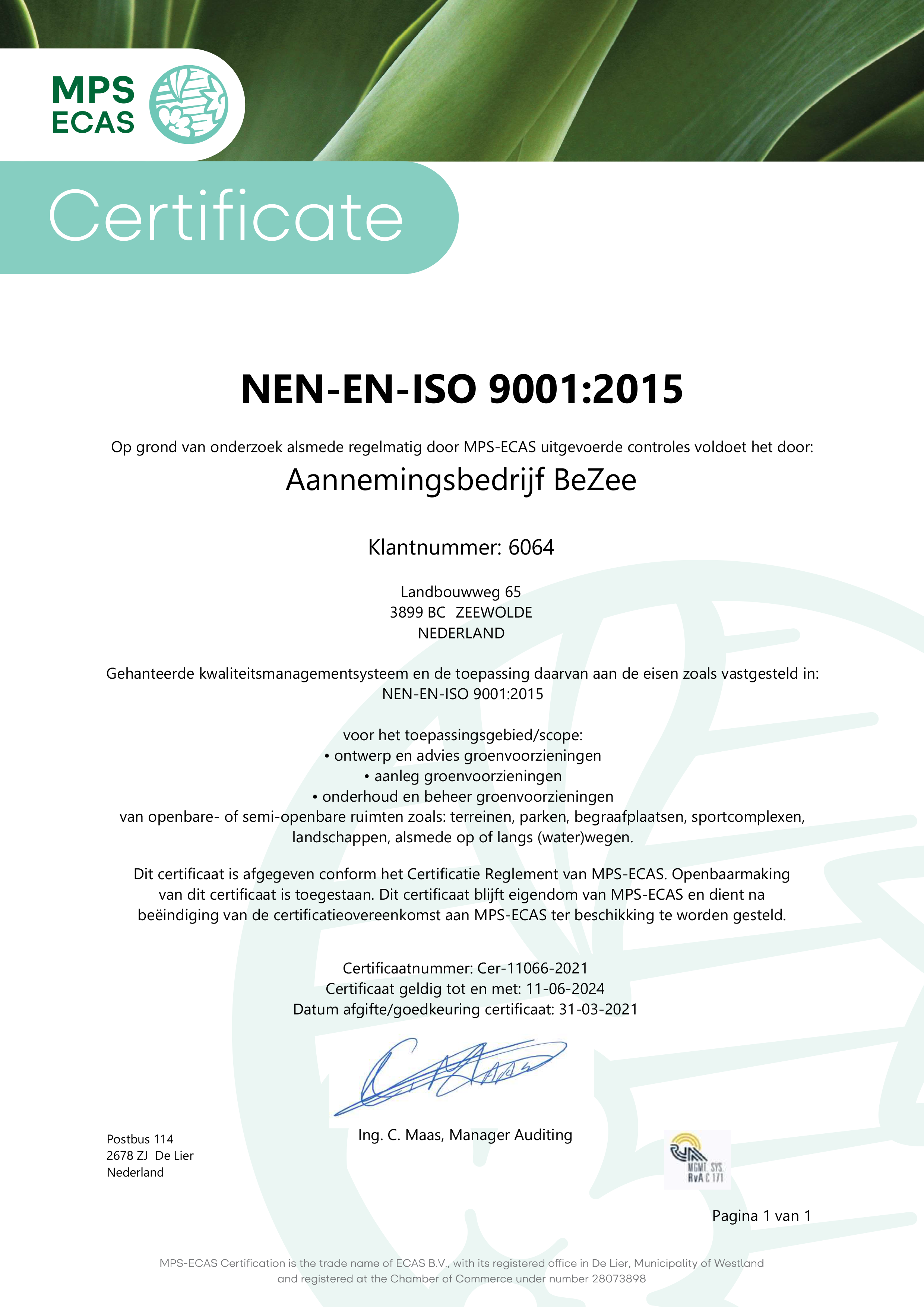 2021 2024 6064 cert Def ISO 9001