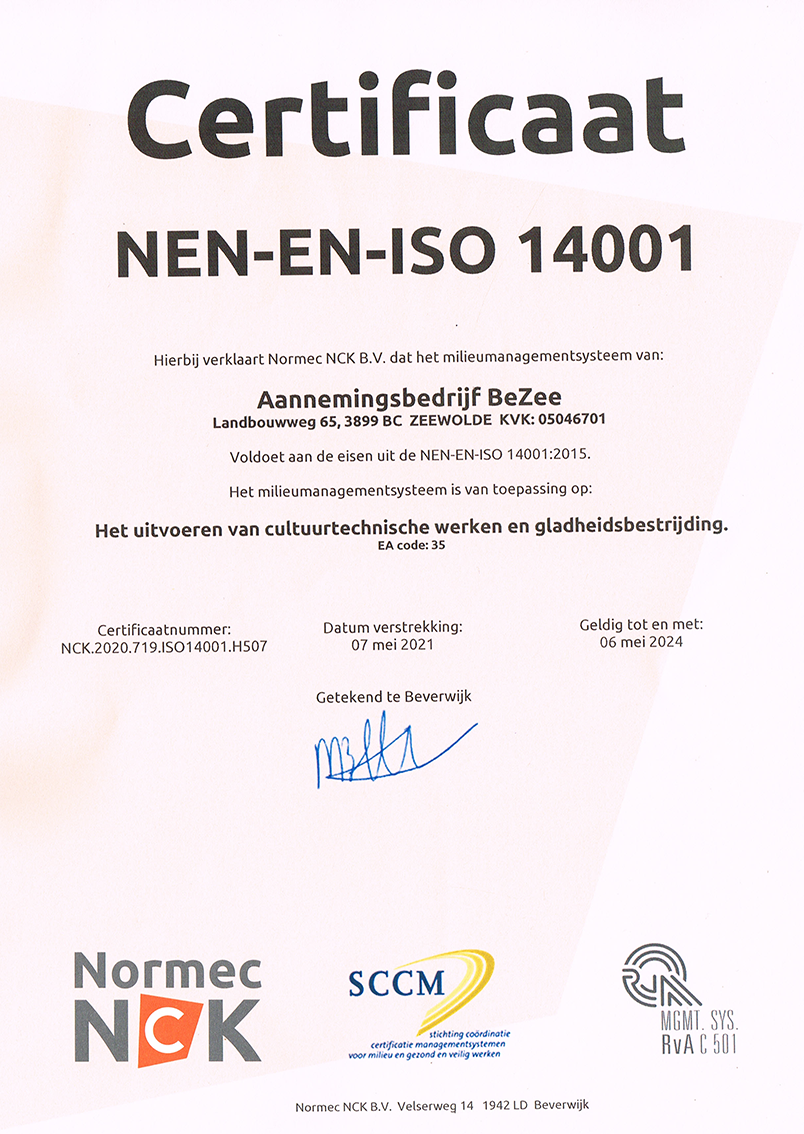 2021 2024 ISO 14001 Certificaat